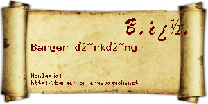 Barger Örkény névjegykártya